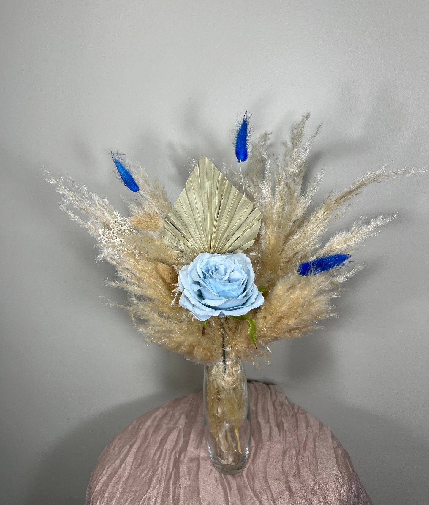 Wedding Centerpiece White Boho Table Décor Terracotta Anemone Burgundy Centerpiece Dusty Rose Navy Blue Palm Leaf Pampas Grass Handmade