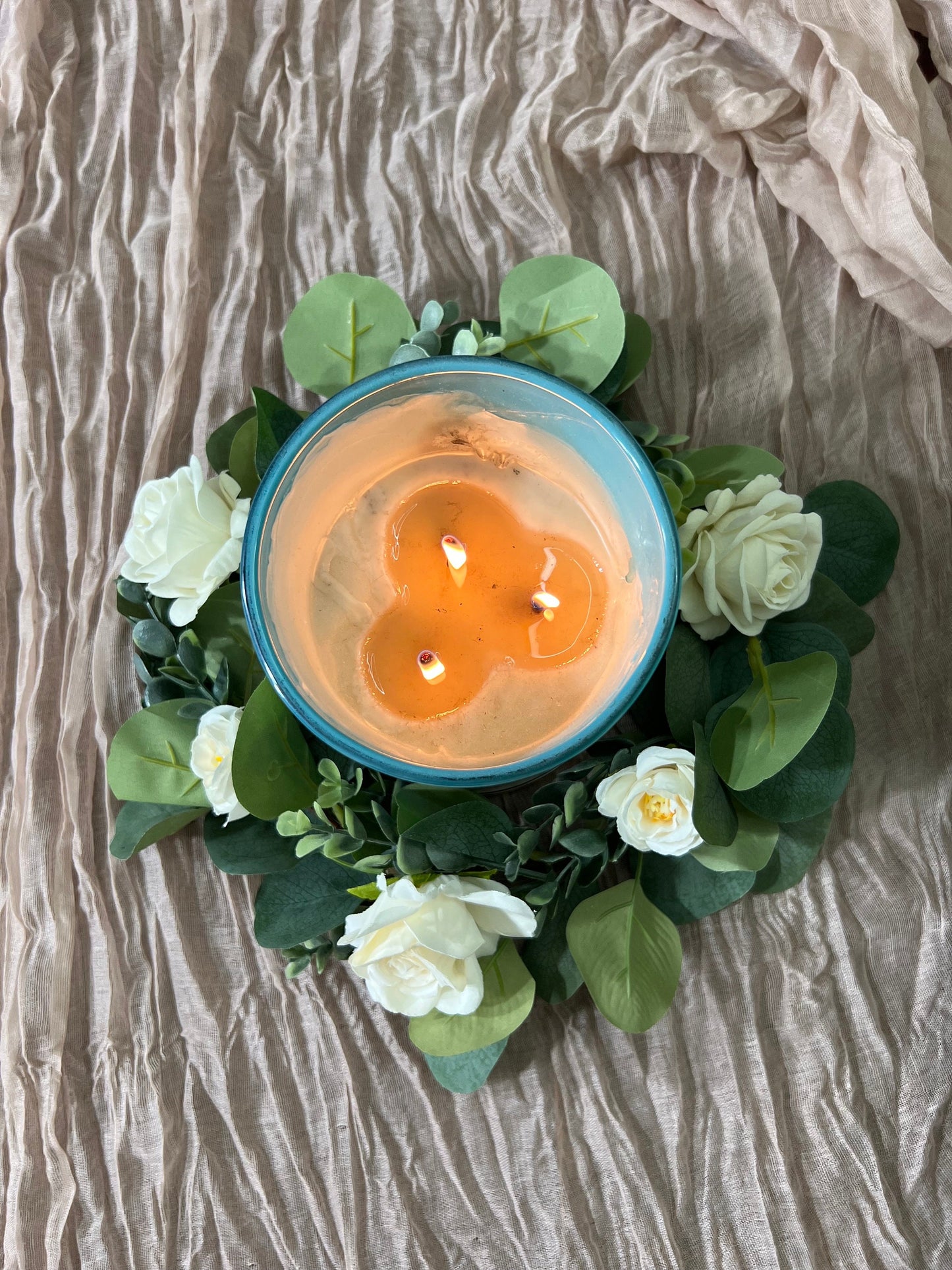 Wedding Wreath Centerpiece Table Decor White Garland Lantern Wreath Candle Ring Stand Eucalyptus Greenery Wedding Centerpiece Decor Sage