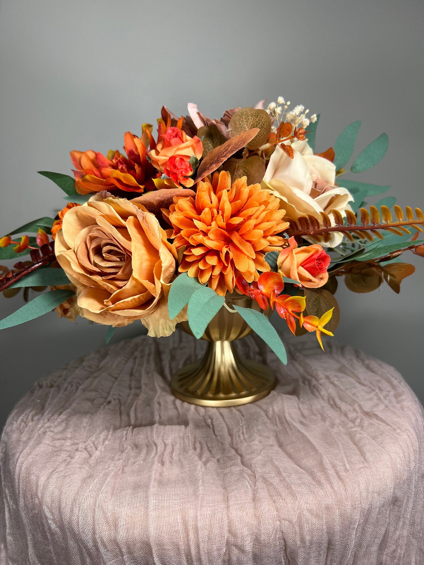 Wedding Centerpiece Terracotta Boho Table Decor White Centerpiece Burnt Orange Table Centerpiece Rust Eucalyptus Artificial Flower
