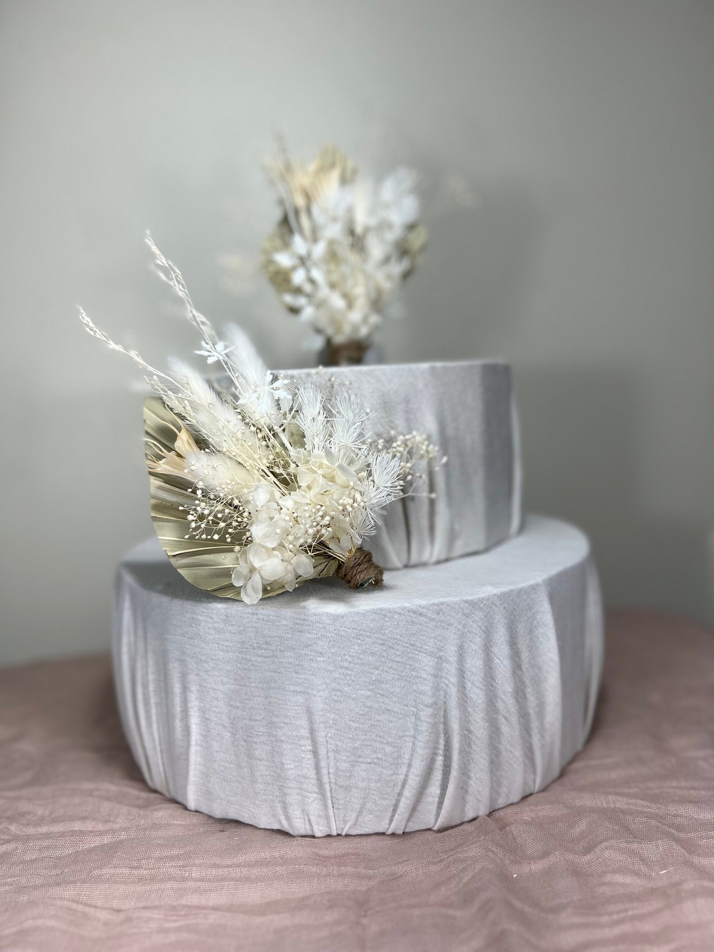 Cake Topper Wedding Decoration Boho Cake Arrangements Wedding NaturalPalms Leaves Cake Decoration White Artificial Dried Flowers Baby Breath