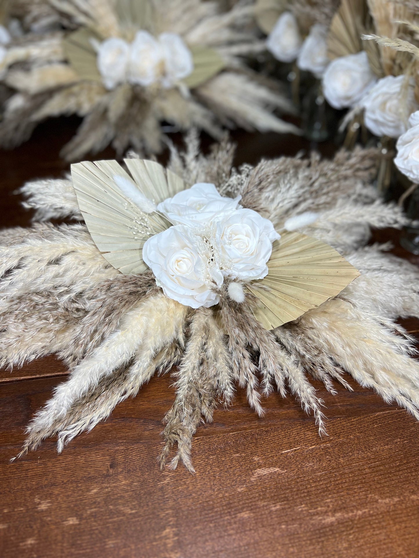 Wedding Sweetheart White Centerpiece Pampas Grass Boho Centepiece Palm Leave Sweetheart Artificial Flowers Ivory Table Decor Home