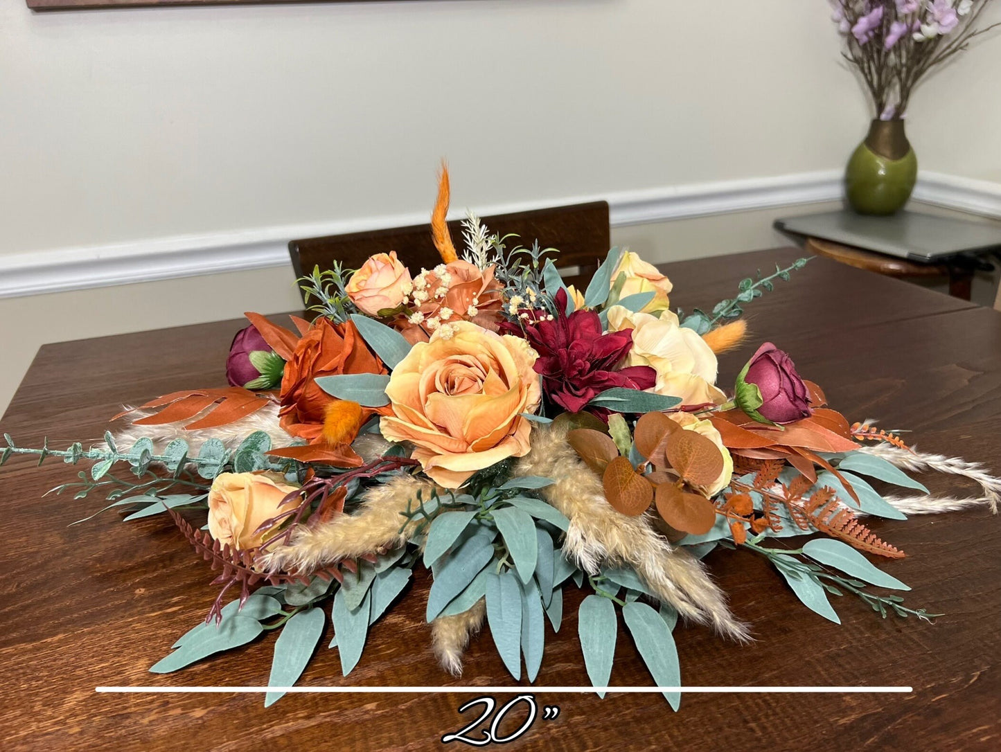 Wedding Centerpiece Terracotta Boho Table Decor Sweetheart Burnt Orange Burgundy Table Centerpiece Pampas Grass Artificial Flower