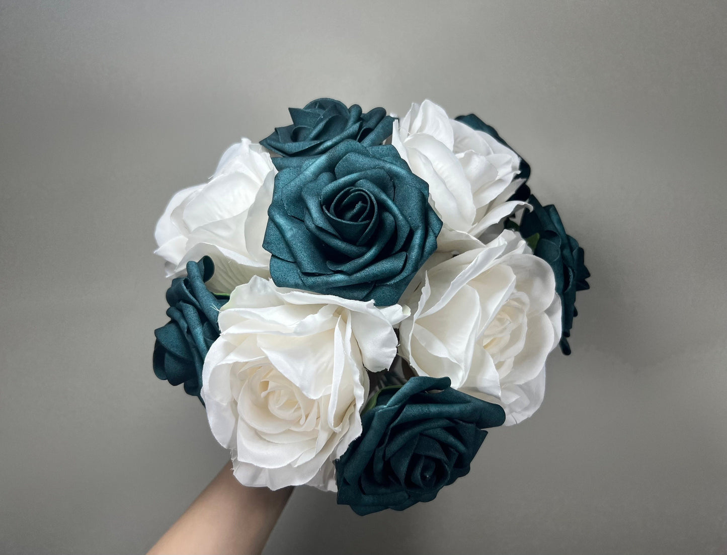 Wedding Teal Blue Bouquet White Bridal Turquoise Bridesmaids Bouquet Gold Teal Ivory Artificial Flowers Emerland Green Bouquet Dark Teal