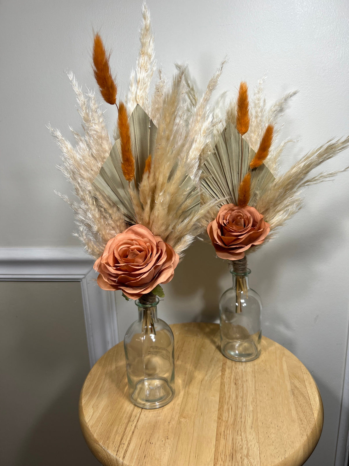 Wedding Centerpiece White Boho Table Décor Terracotta Anemone Burgundy Centerpiece Dusty Rose Navy Blue Palm Leaf Pampas Grass Handmade