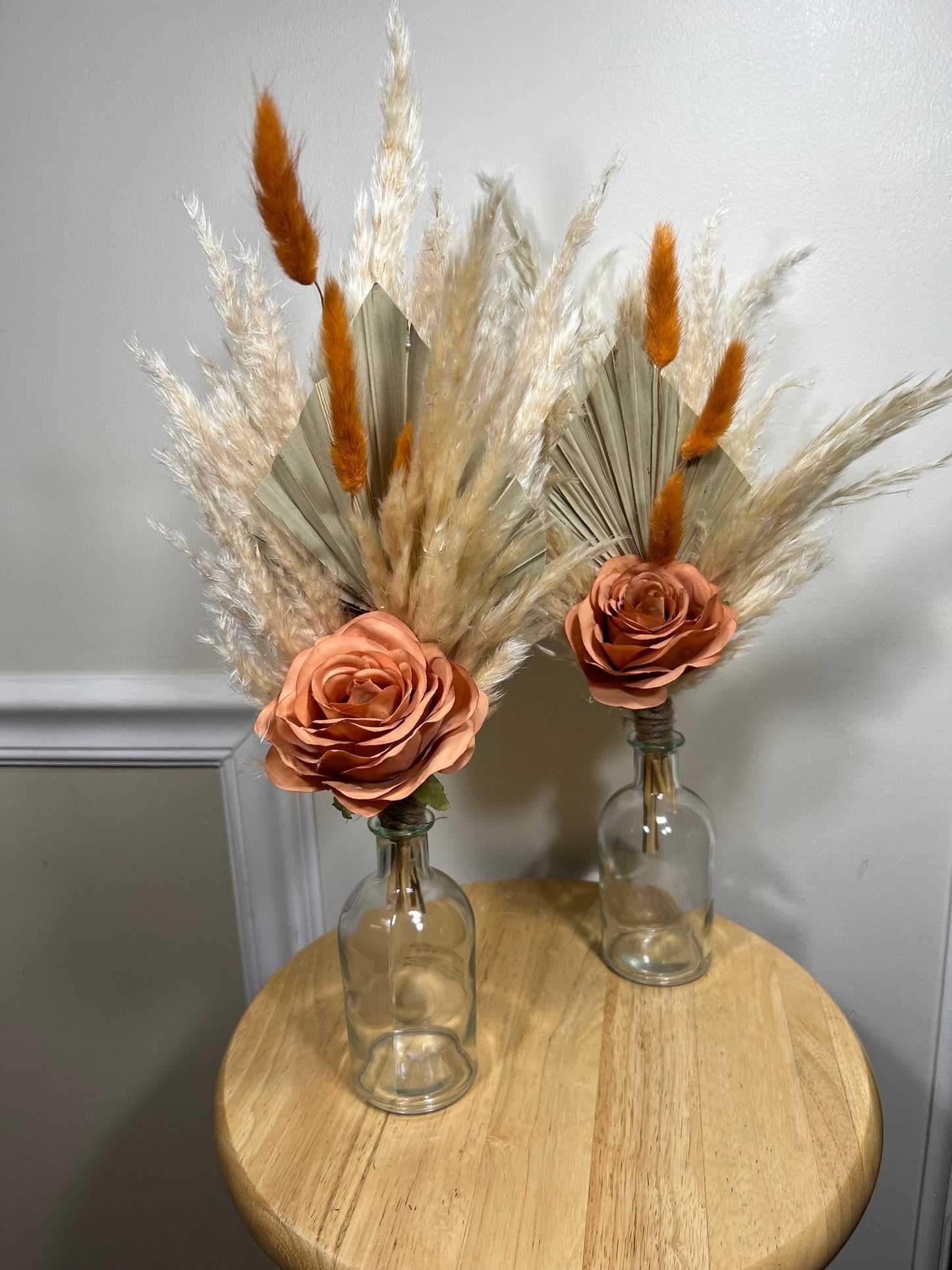 Wedding Centerpiece White Boho Table Décor Terracotta Anemone Burgundy Centerpiece Dusty Rose Navy Blue Palm Leaf Pampas Grass Handmade