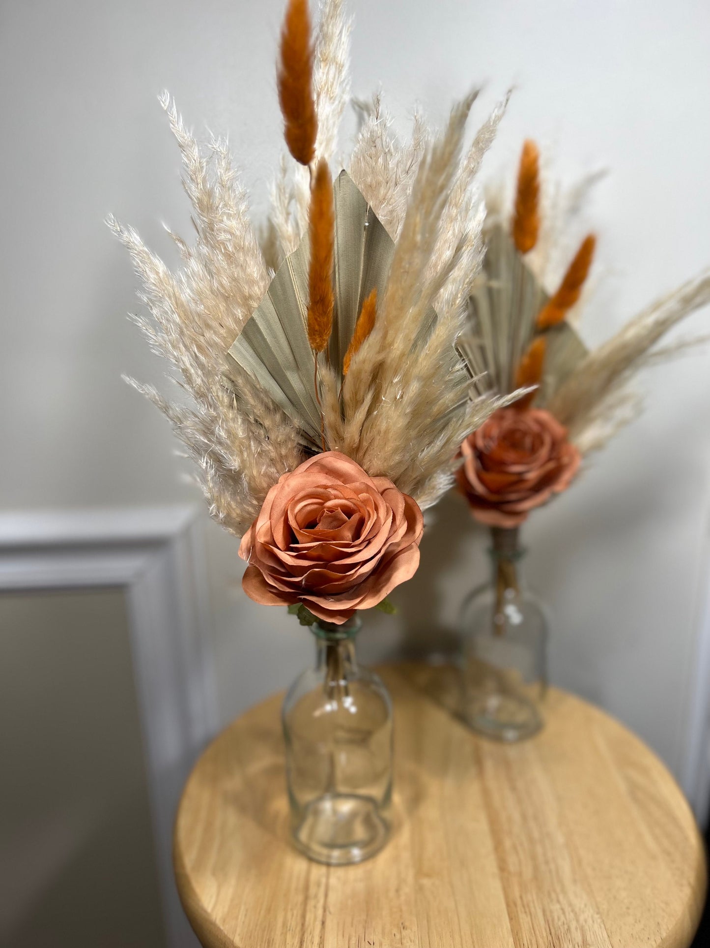 Wedding Centerpiece White Boho Table Décor Terracotta Anemone Burgundy Centerpiece Dusty Rose Navy Blue Palm Leaf Pampas Grass Handmade