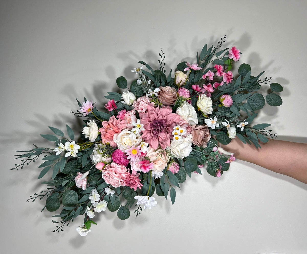 Wedding Pink Arch Arrangement Ivory Dusty Rose Arch Aisle Arrangement Decor Wild Flower Summer Spring Arch White Artificial Flower Reddit