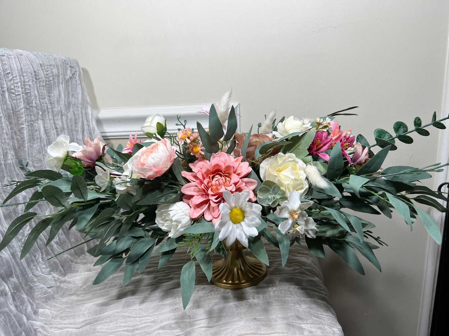 Wedding Centerpiece Dusty Rose Boho Table Decor Pink White Centerpiece Pink Wedding Table Centerpiece Vase Dusty Rose Artificial Flower