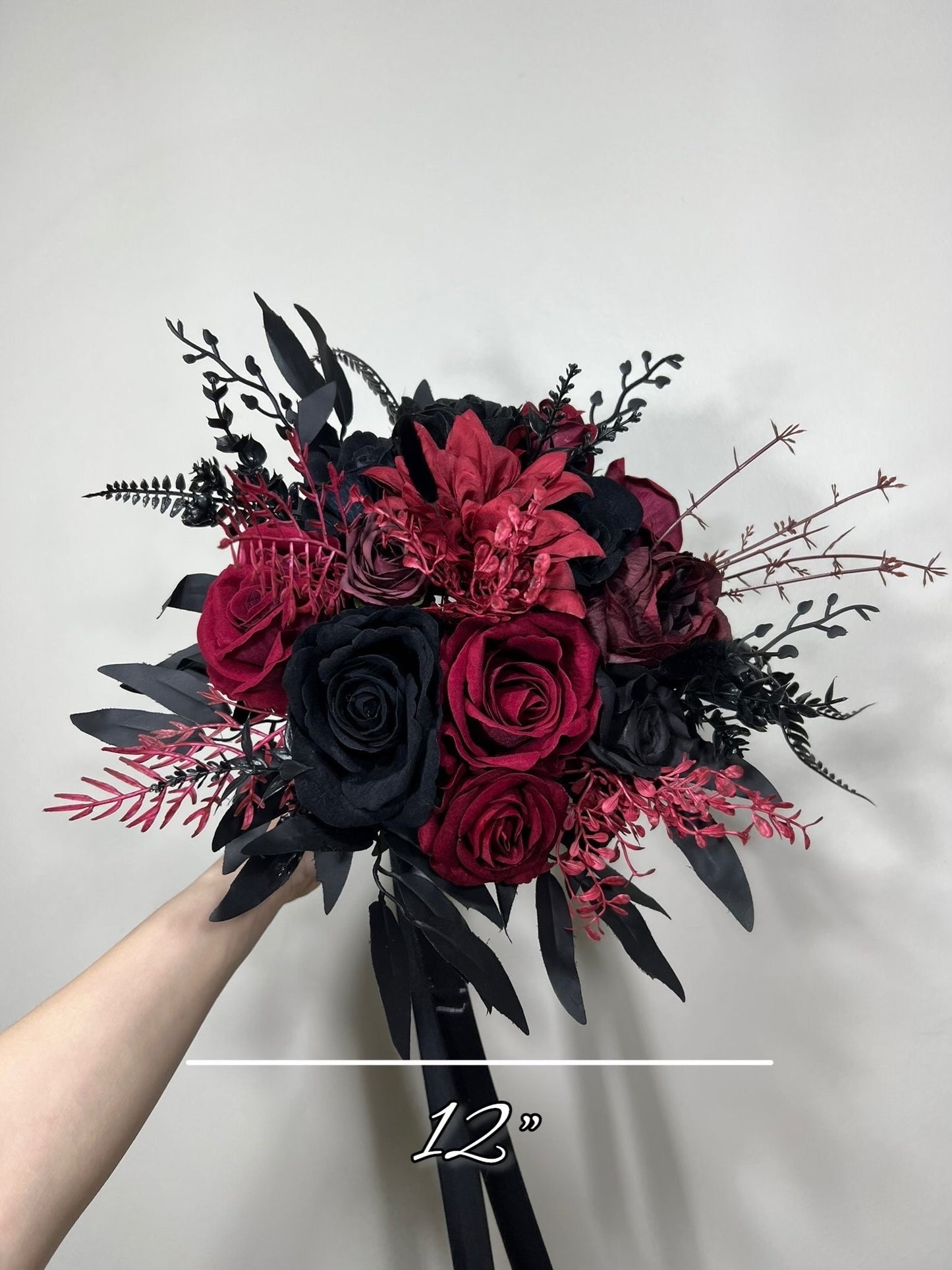 Wedding Bouquet Black Burgundy Bridal Wedding Gothic Gold Halloween Bouquet Black Decor Burgundy Handmade Artificial Flower Bridesmaids