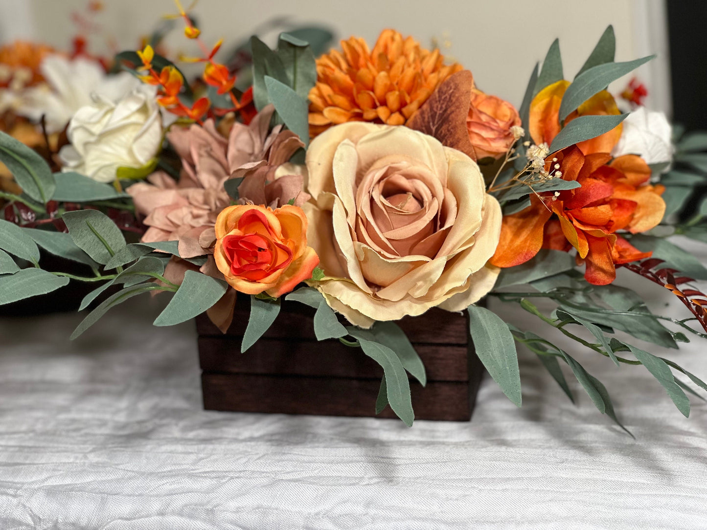 Small Wooden Crate Wedding Centerpiece container Vase Custom Stained Wood Box Wedding White Candle Holder Decoration Organizer Home Decor