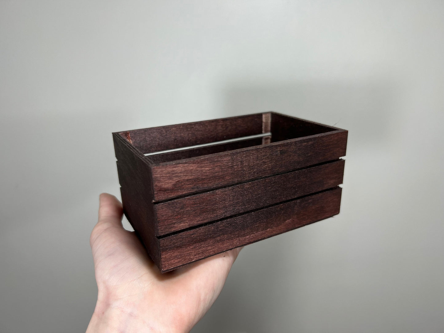 Small Wooden Crate Wedding Centerpiece container Vase Custom Stained Wood Box Wedding White Candle Holder Decoration Organizer Home Decor