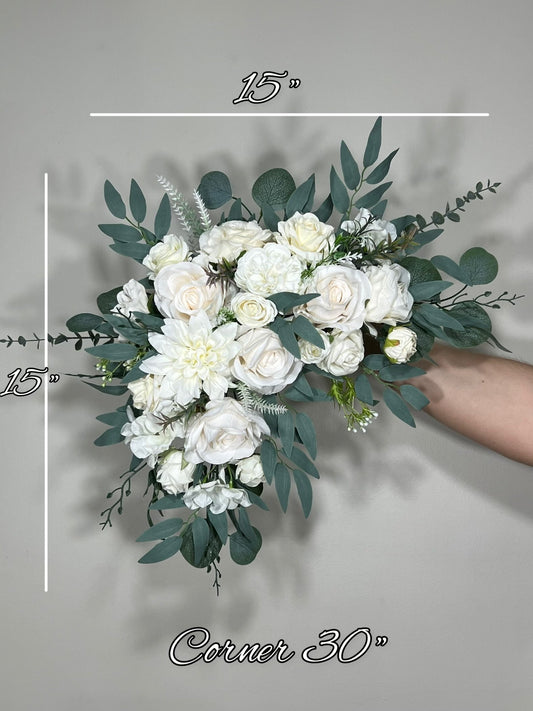 Wedding Corner Arch Arrangement White Corner Arch Arrangement Ivory Decor White Rose Artificial Flower Eucalyptus Sage Swag Arch Reddit