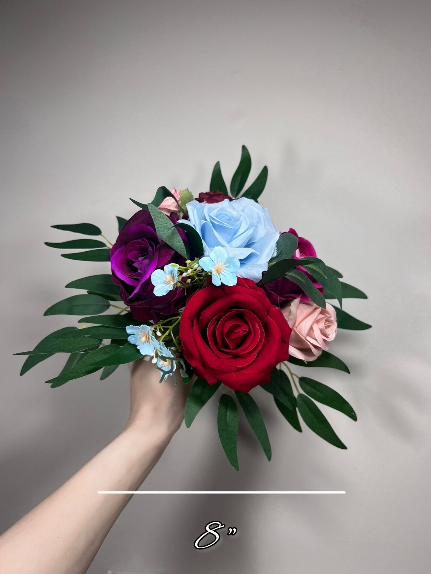Wedding Bouquet Jewel Tone Red Bridal Wedding Dusty Rose Bridesmaids Bouquet Pink Blue Purple Dark Greenery Purple Burgundy