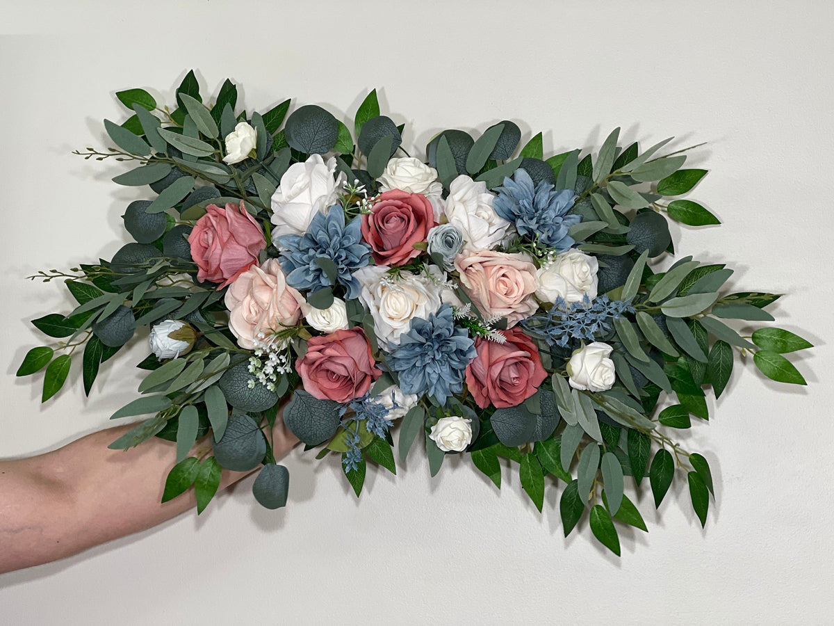Wedding White Arch Arrangement Mauve Dusty Blue Arch Pink Ivory Aisle Arrangement Dusty Blue Arch Arrangement Artificial Flower Reddit