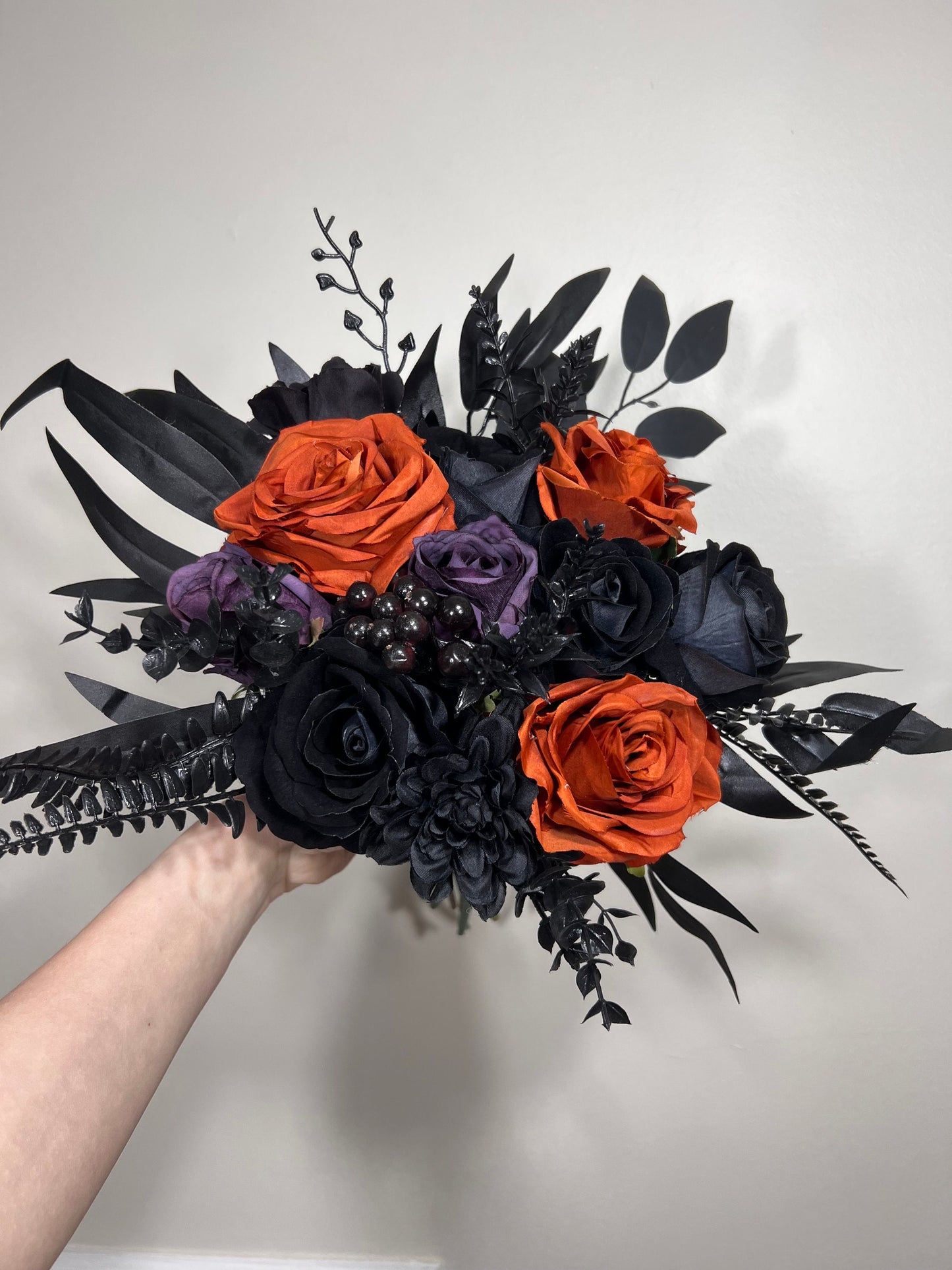 Wedding Bouquet Black Burgundy Bridal Wedding Gothic Gold Halloween Bouquet Black Decor Burgundy Handmade Artificial Flower Bridesmaids