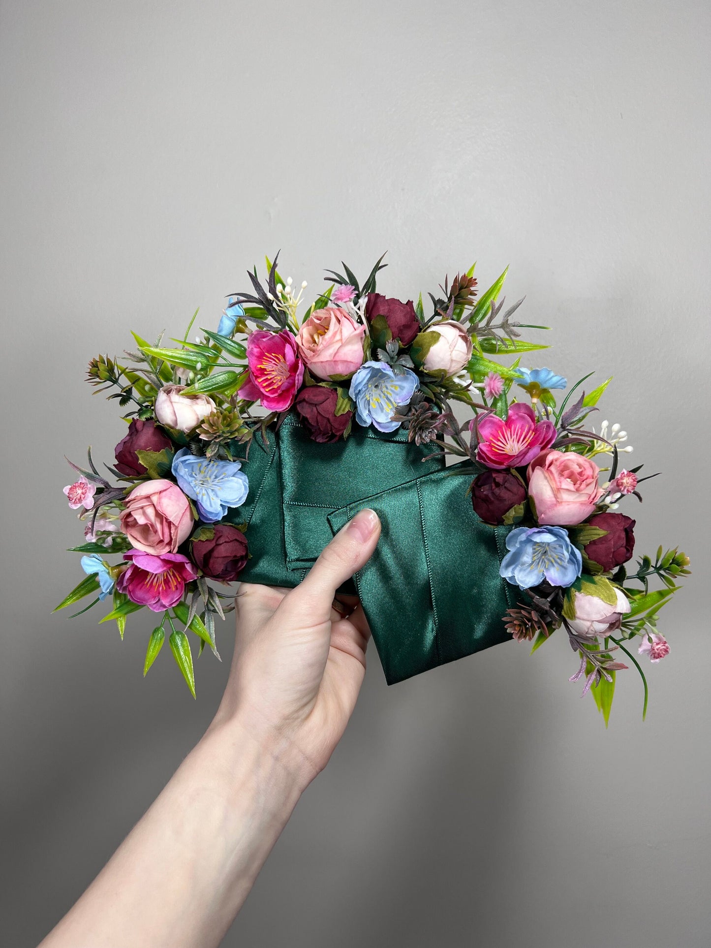 Wedding Bouquet Jewel Tone Red Bridal Wedding Dusty Rose Bridesmaids Bouquet Pink Blue Purple Dark Greenery Purple Burgundy