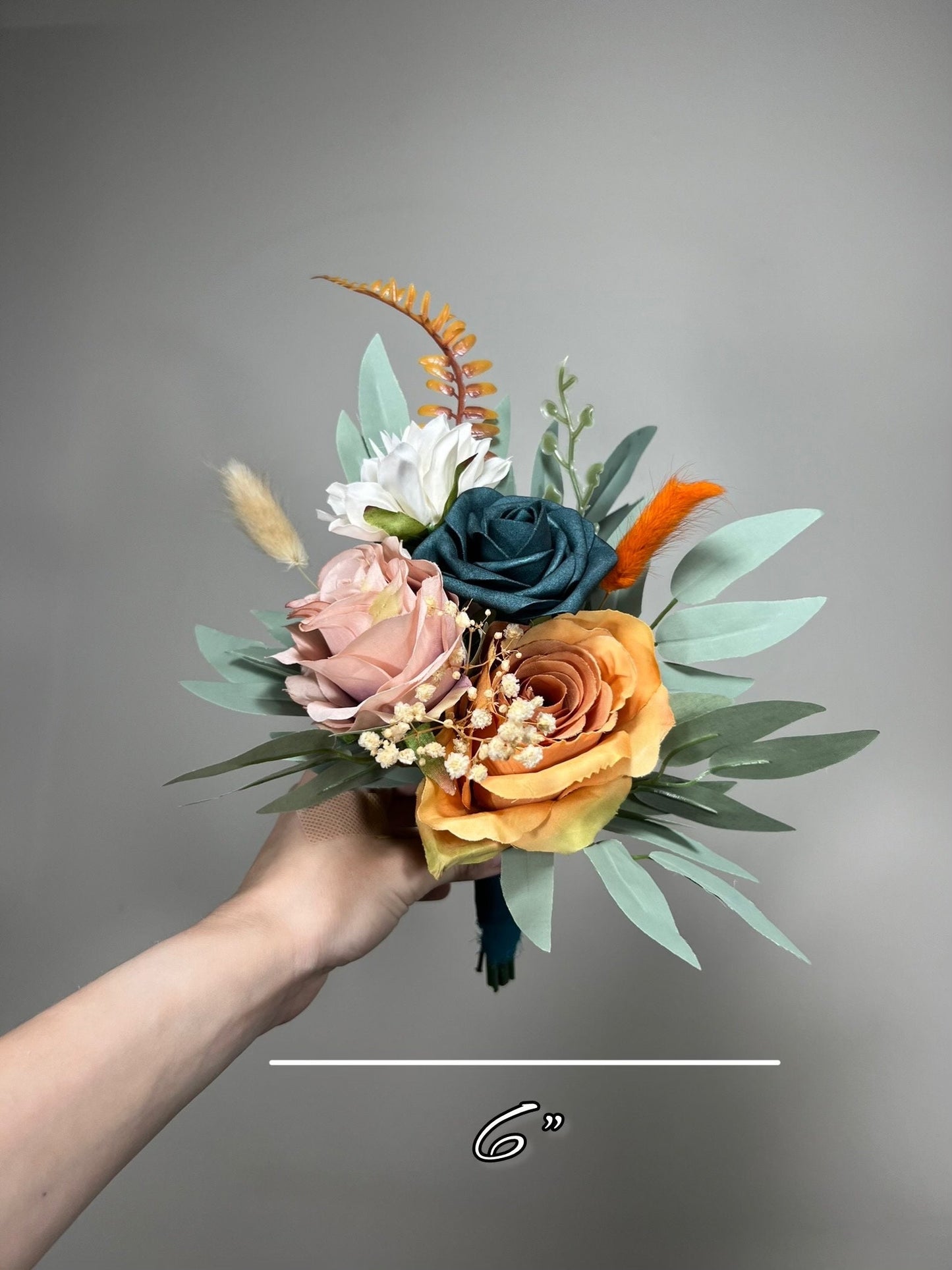 Wedding Dark Teal Bouquet Bridal Rust Terracotta Bridesmaids Burnt Orange Bouquet Teal Terracotta Artificial Flowers Bouquet