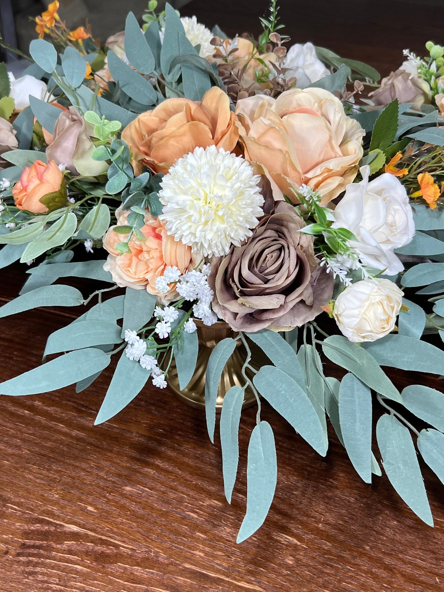 Wedding Centerpiece Orange Brown Table Decor Terracotta White Centerpiece Wedding Table Centerpiece Burnt Orange Artificial Flower