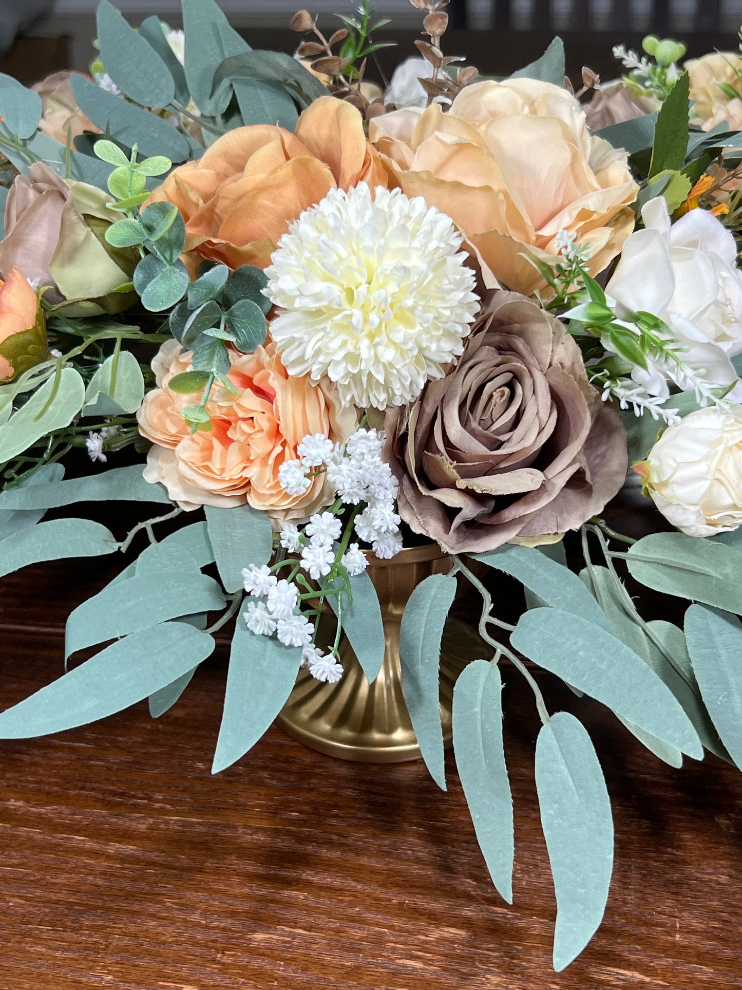 Wedding Centerpiece Orange Brown Table Decor Terracotta White Centerpiece Wedding Table Centerpiece Burnt Orange Artificial Flower