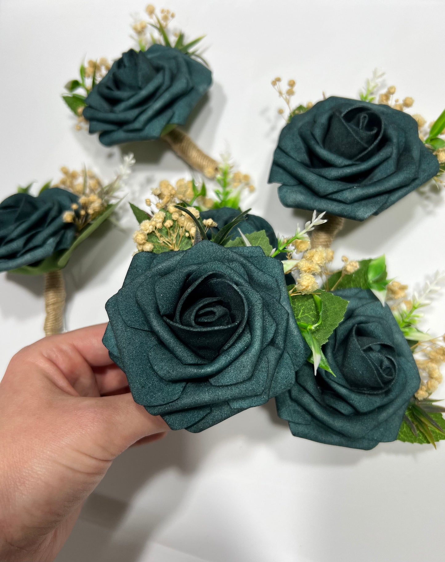 Dark Teal Corsage Wedding Groom Teal Corsage Mom Corsage Deep Teal Boutonniere Artificial Flowers