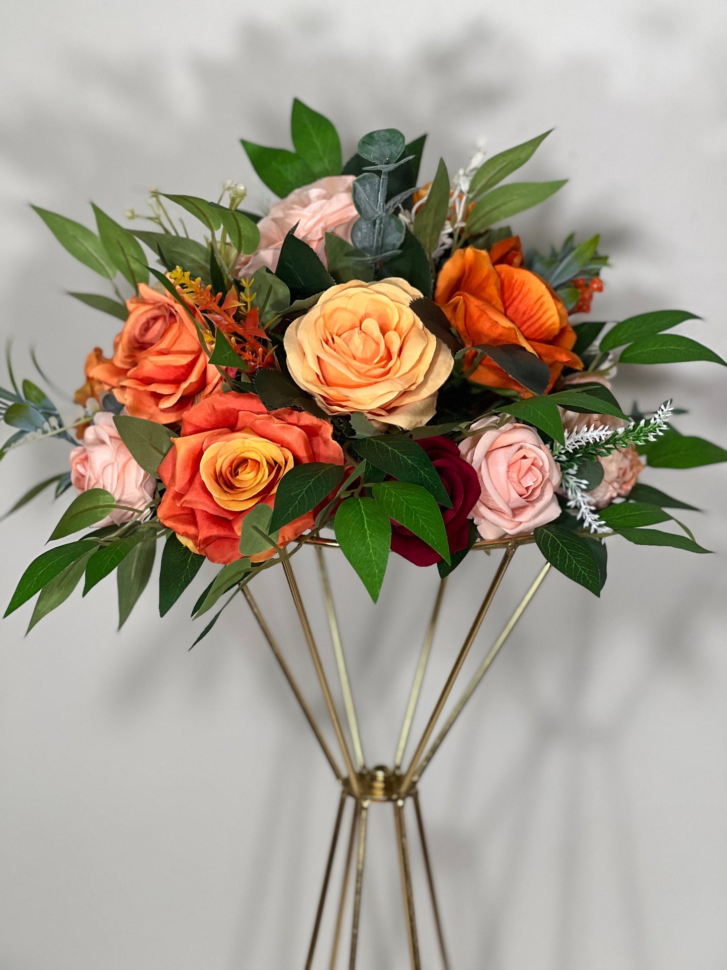Wedding White Centerpiece Orange Terracotta Centerpiece Table Flower Ball Barrel Ivory Wiskey Stand Burgundy Artificial Flower