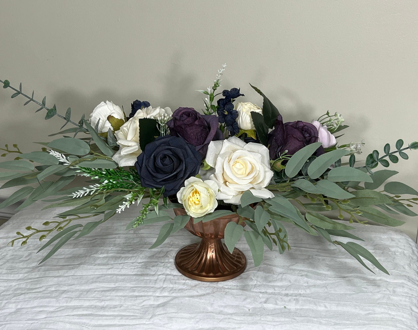 Wedding Centerpiece Purple Table Ivory Decor White Centerpiece Navy Blue Wedding Table Centerpiece Plum Lavender Artificial Flower