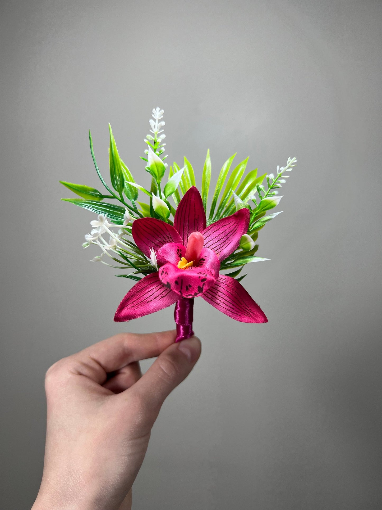 Hot Pink Corsage Orchid Wedding Wrist Corsage Fuchsia Tropical Beach Mom Corsage Prom Pink Bridesmaids Wristlet Artificial Flower Magenta