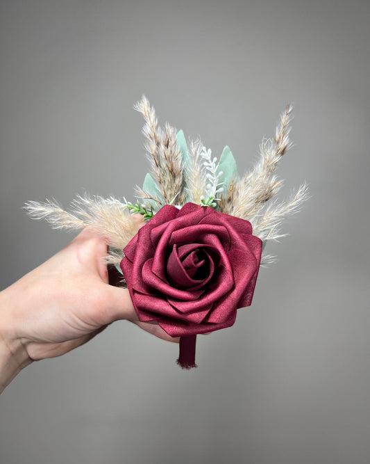 Burgundy Boutonniere Wedding Groom Burgundy Boutonnière Red Groomsmen Boutonnière Groom Artificial Flowers Reddit
