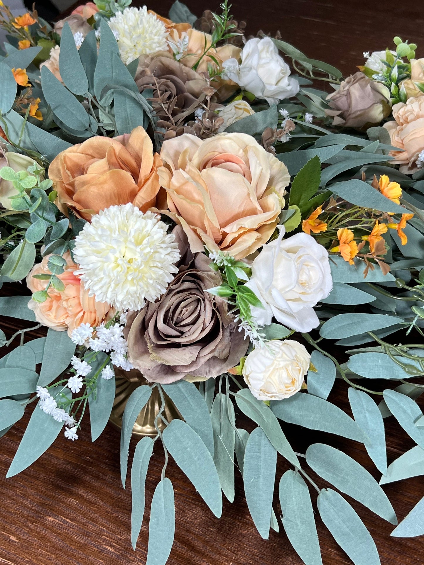 Wedding Centerpiece Orange Brown Table Decor Terracotta White Centerpiece Wedding Table Centerpiece Burnt Orange Artificial Flower