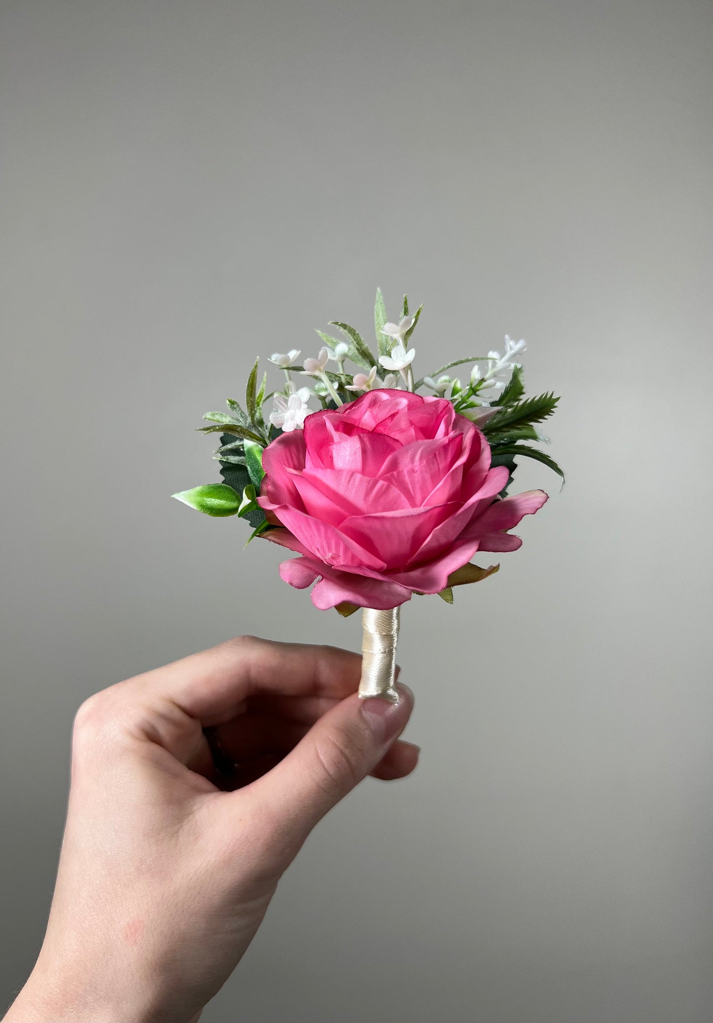 Pink Boutonniere Wedding Groom Pink Groomsmen Boutonnière Hot Pink Boutonniere Fuchsia Viva Magenta Prom Boutonniere Artificial Flower