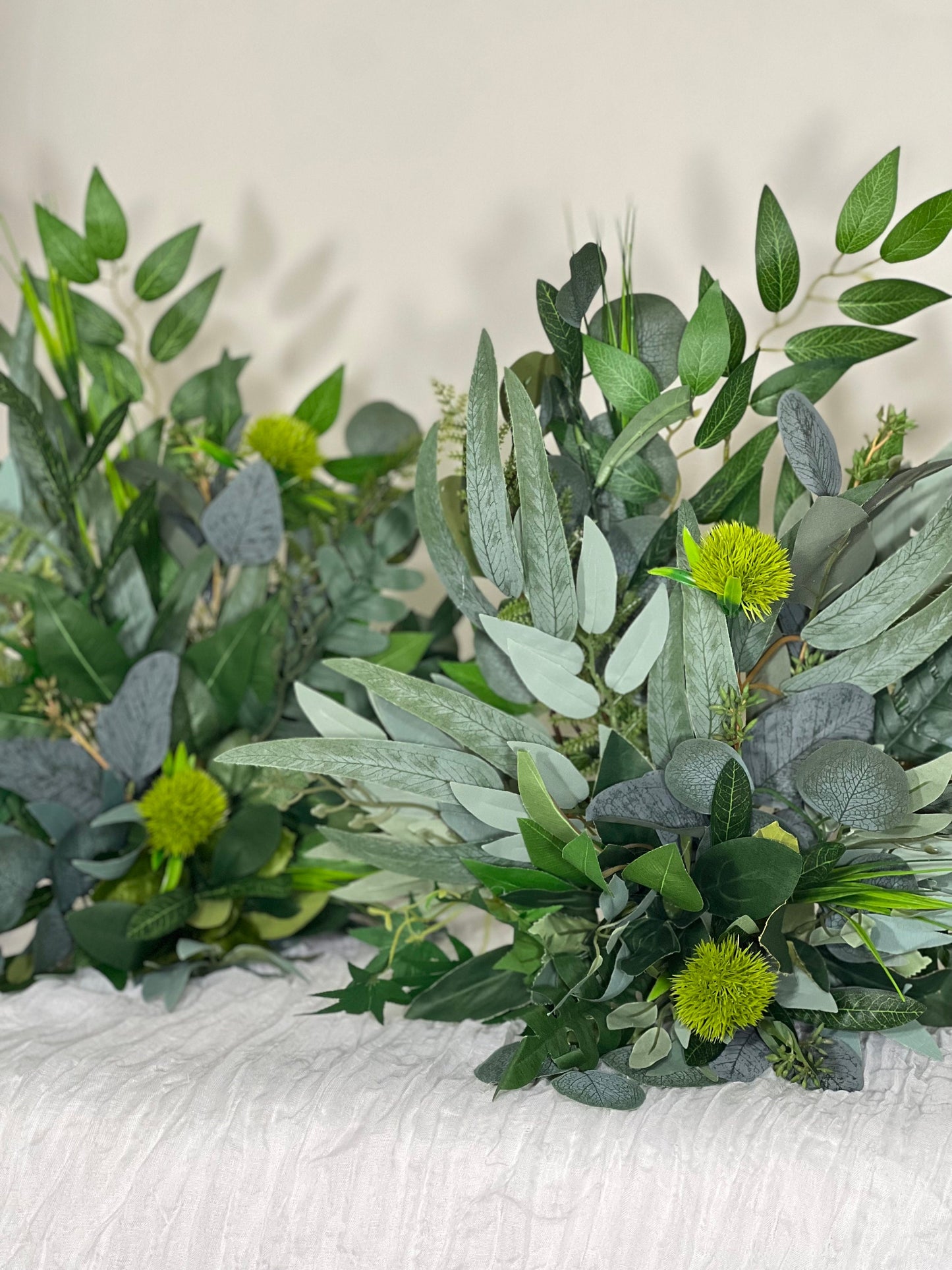 Wedding Aisle Marker Flower Floor Arrangement Barrel Décor Green Grass Greenery Ground Arch Eucalyptus Artificial Flower