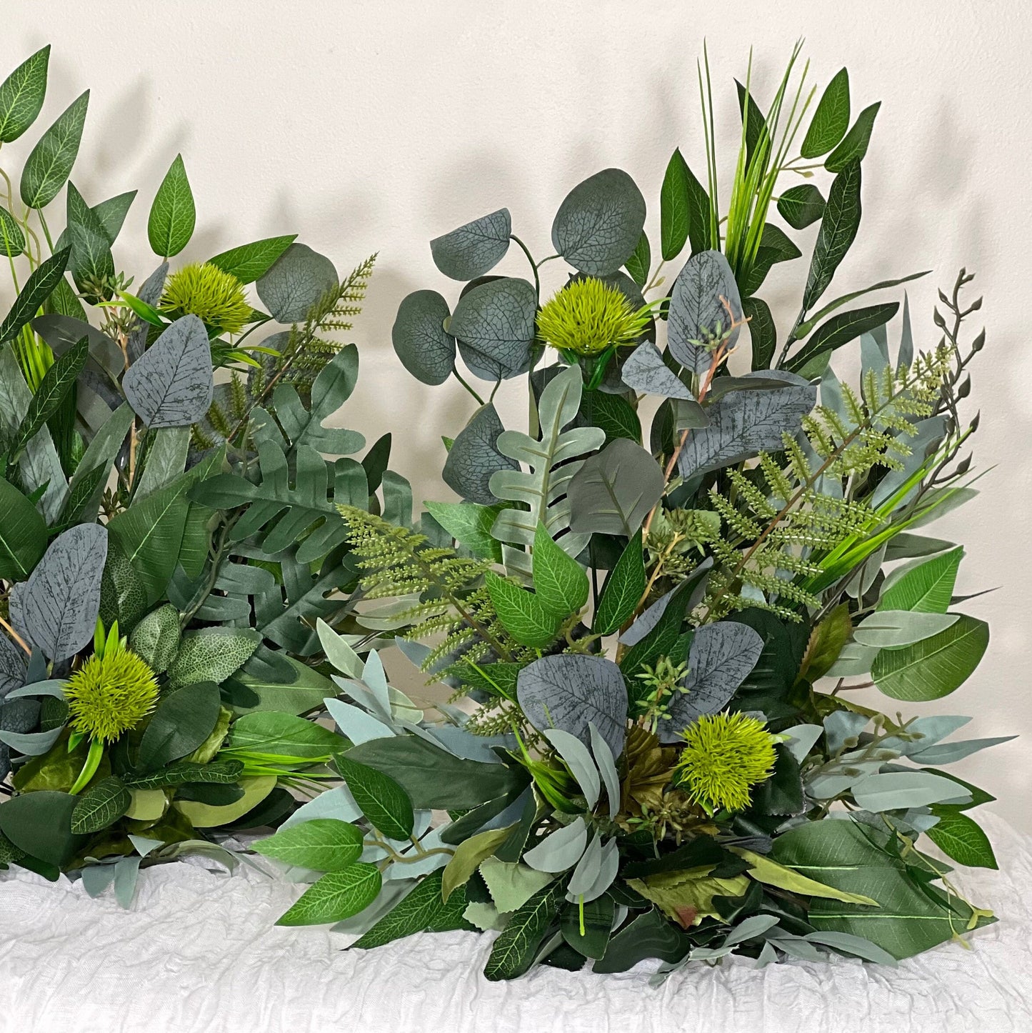 Wedding Aisle Marker Flower Floor Arrangement Barrel Décor Green Grass Greenery Ground Arch Eucalyptus Artificial Flower