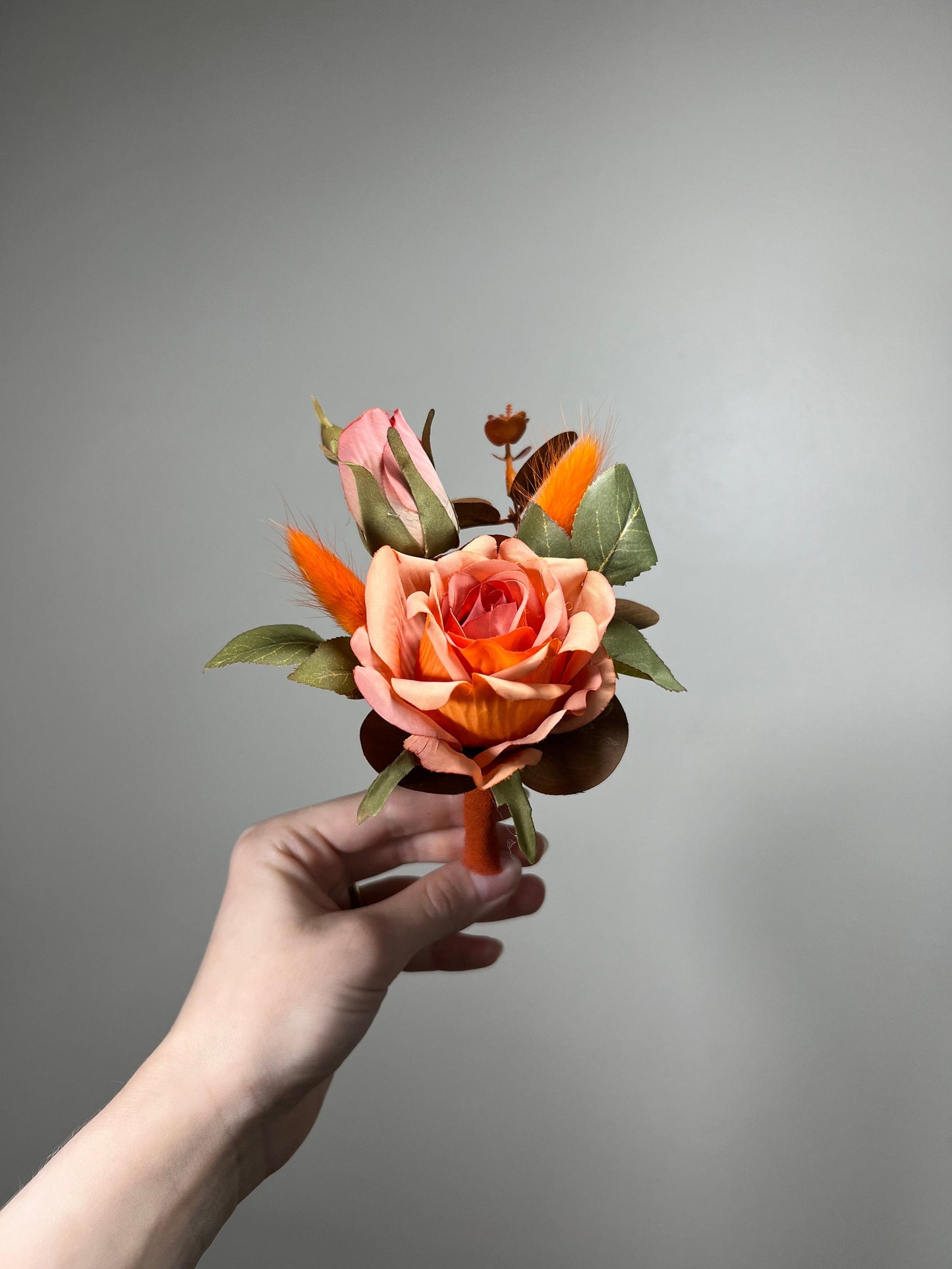 Orange Boutonniere Wedding Groom Burnt Orange Boutonnière Terracotta Groomsmen Boutonnière Rust Orange Terracotta Groom Artificial Flowers