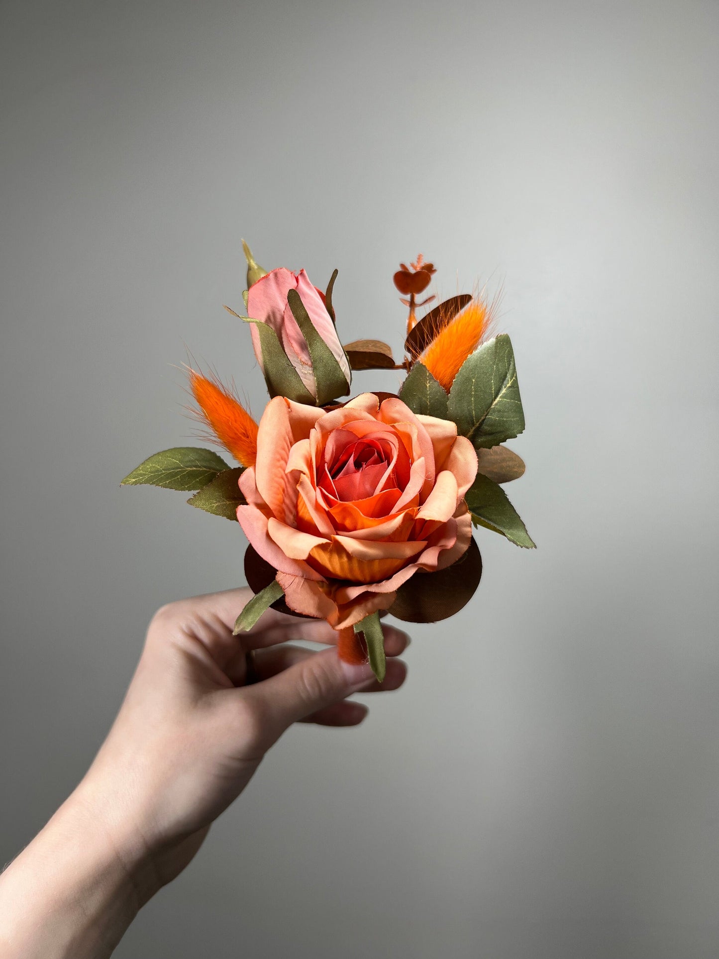 Orange Boutonniere Wedding Groom Burnt Orange Boutonnière Terracotta Groomsmen Boutonnière Rust Orange Terracotta Groom Artificial Flowers