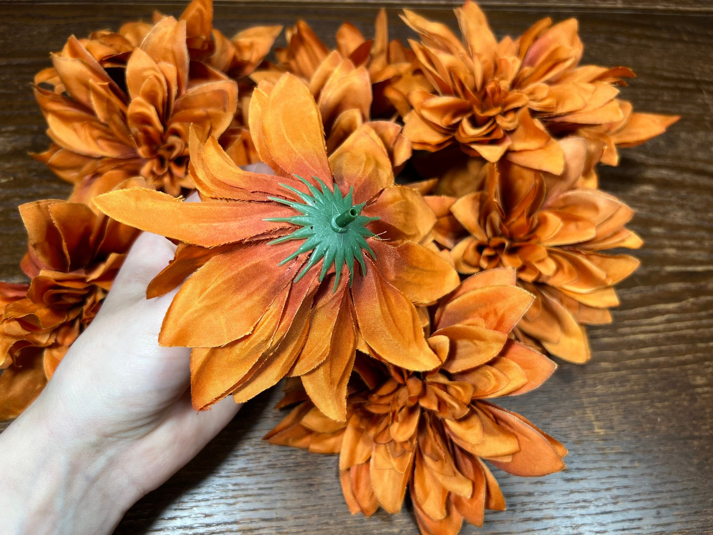 Rust Orange Dahlia Flower Head Terracotta High Quality Wedding Dahlia Silk Burnt Orange Decorative Home Decor