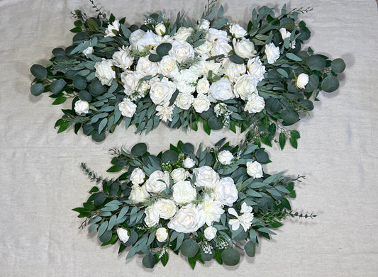 White Arch Arrangement Wedding Ivory Arch Aisle Arrangement White Arbor Arrangement White Eucalyptus Sage Wedding Decor Artificial Flowers