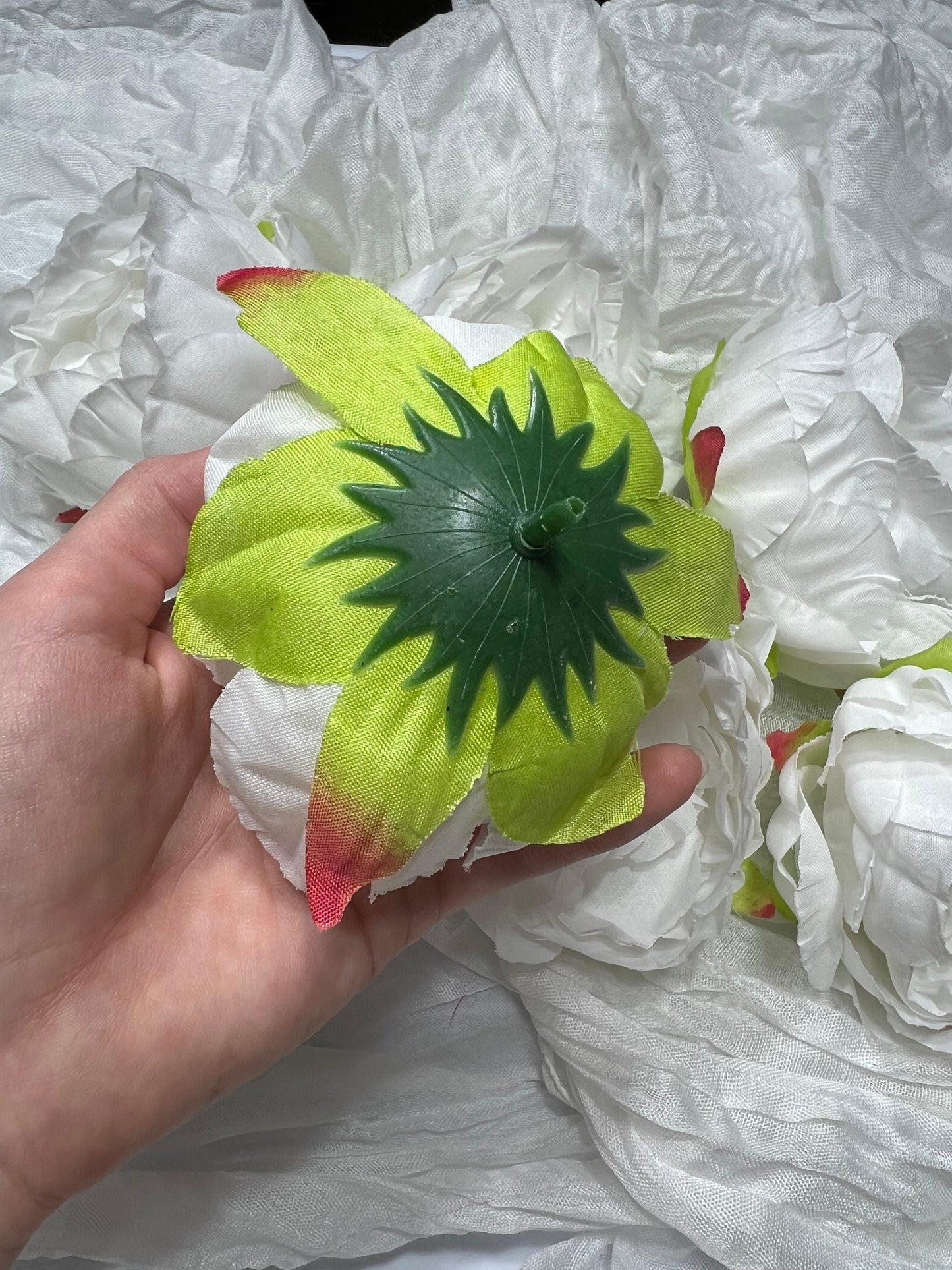 White Peony Artificial Flowers Head Rose White Cabbage Rose Ivory Wedding Fake Roses White Home Decor Silk Decorative Wedding