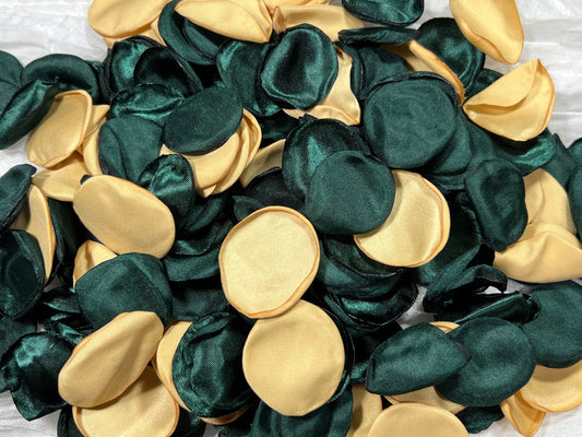 Green Petals Gold Wedding Decor Flower Girl Petals Emerald Green Wedding Aisle Decor Flower Petals Gold Forest Green Bridal Shower Confetti
