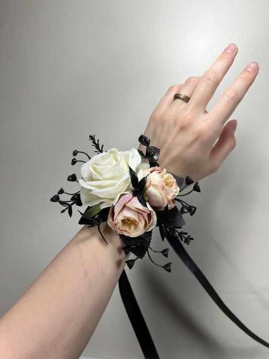 Corsage Wedding Dusty Rose Black Wrist Corsage Bridesmaids Black Dusty Rose Corsage Mom Corsage White Accessories Artificial Flowers Reddit