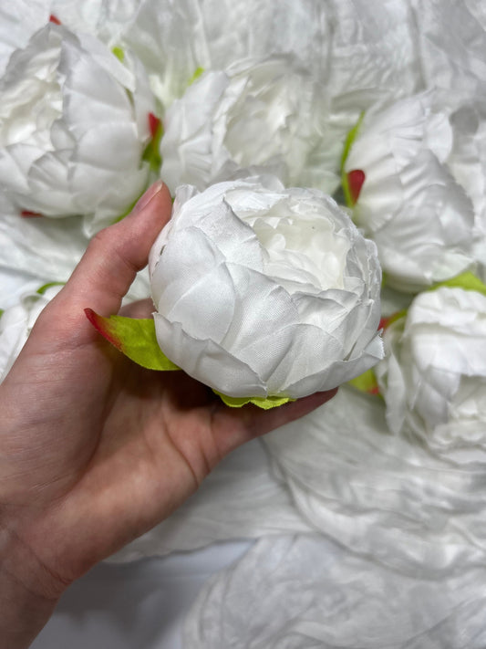 White Peony Artificial Flowers Head Rose White Cabbage Rose Ivory Wedding Fake Roses White Home Decor Silk Decorative Wedding