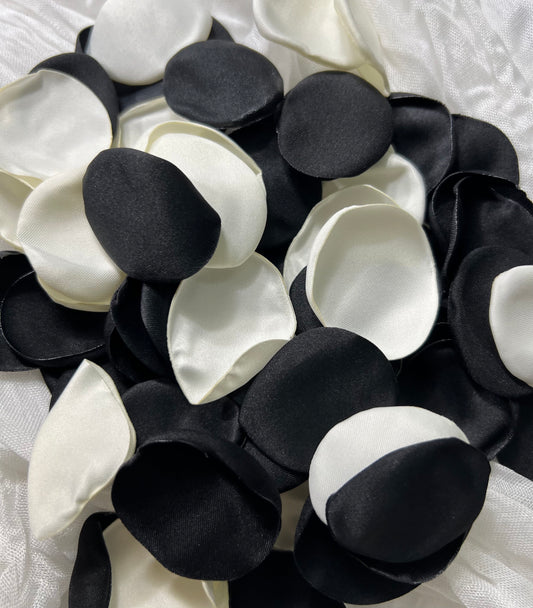 Black Ivory Petals Wedding Decor Flower Girl Petals Black Ivory Wedding Aisle Decor Flower Petals Black White Ceremony Decor Confetti