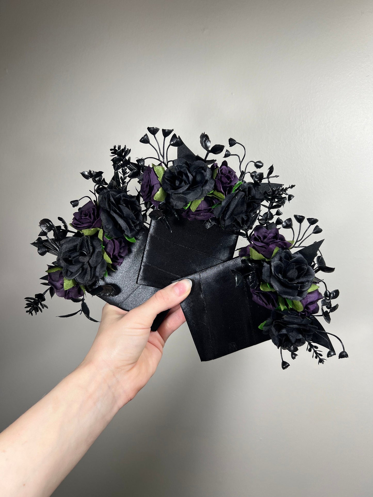 Black Plum Bouquet Bridal Cascading Black Wedding Bouquet Plum Gothic Bridesmaids Bouquet Cascade Dark Purple Black Wedding Artificial