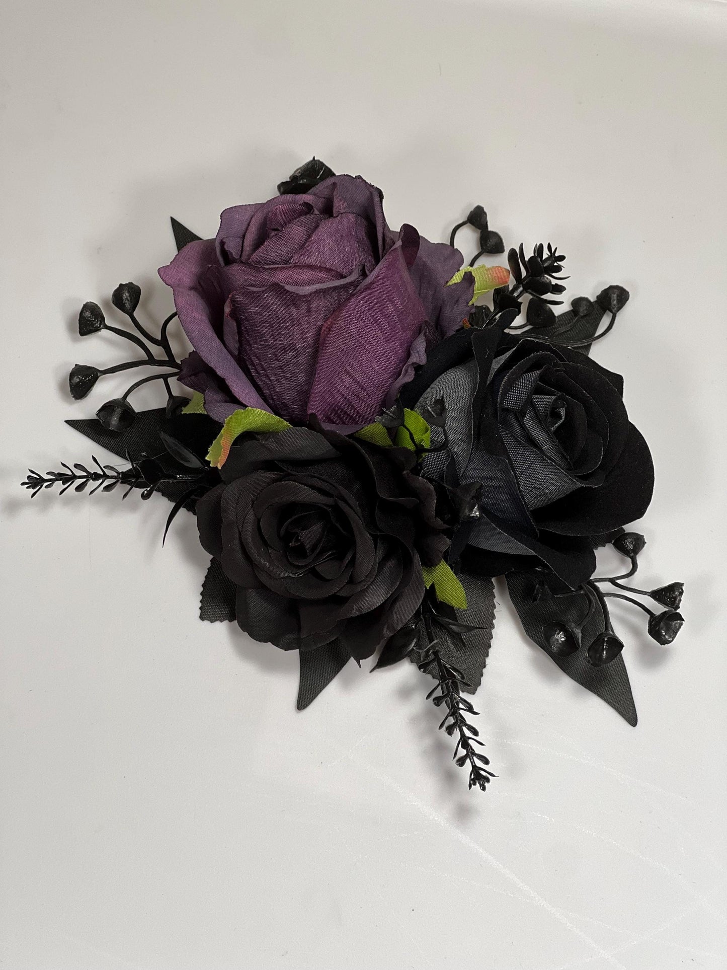 Black Plum Cake Decoration Wedding Topper Black Dark Purple Decor Flower Cake Arrangement Plum Black Cake Decor Artificial Flower Gothic