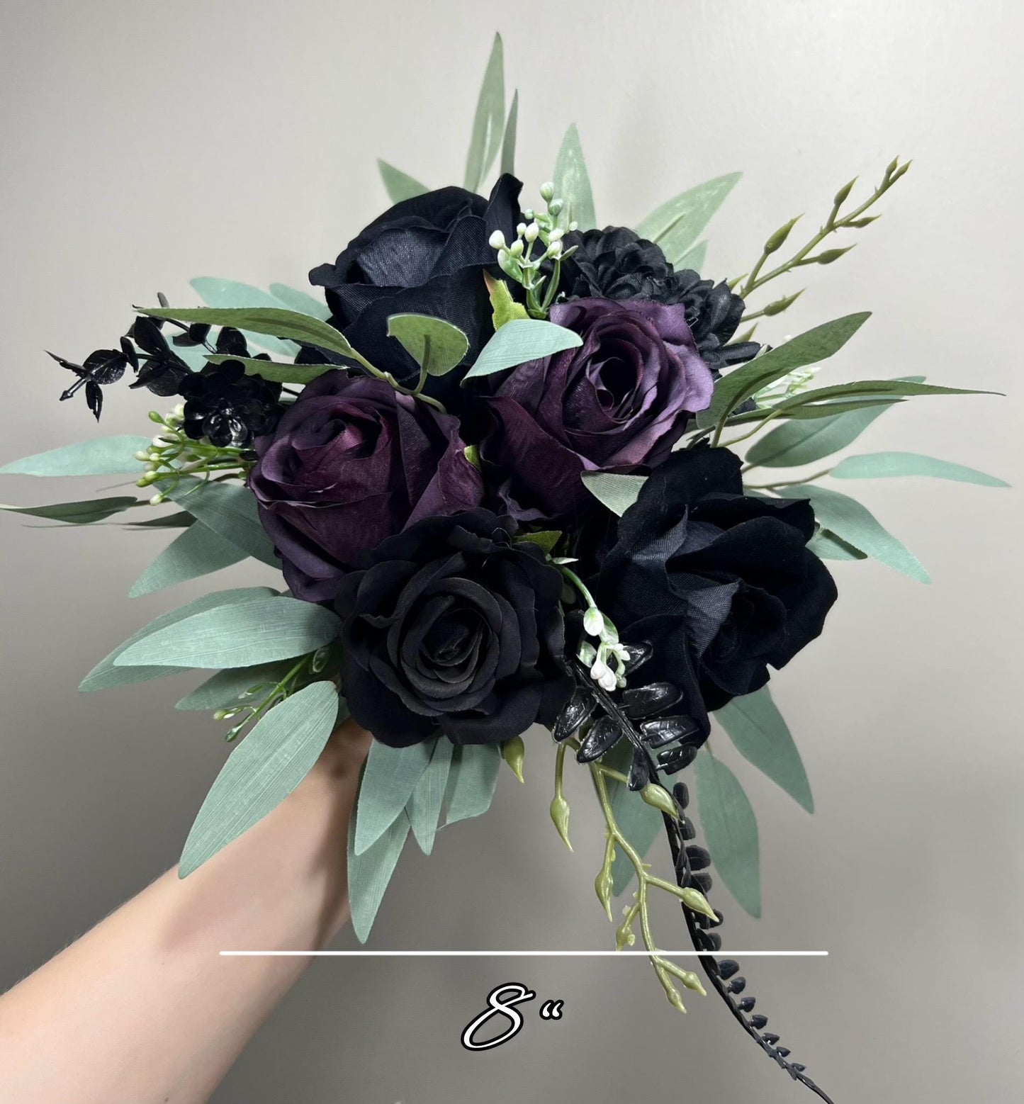 Wedding Bouquet Black Dark Purple Bridal Wedding Gothic Bouquet Black Decor Plum Black Bridesmaids Bouquet Sage Artificial Flower