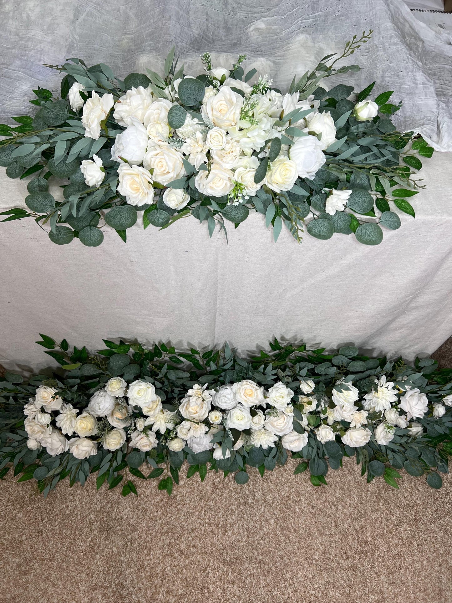 Floor Arrangement White Weddding Free Standing Ivory Aisle Floor Arrangement White Backdrop Floor Runner Artificial Flower Eucalyptus Reddit