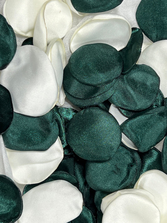 Green Petals White Wedding Decor Flower Girl Petals Emerald Green White Wedding Aisle Decor Flower Petals Forest Green Hunter Confetti
