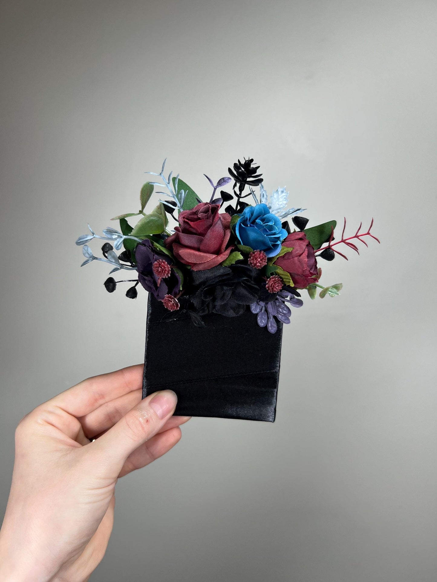 Black Corsage Burgundy Wedding Gothic Wrist Corsage Bridesmaids Dusty Blue Corsage Mom Black Burgundy Accessories Blue Artificial Flower
