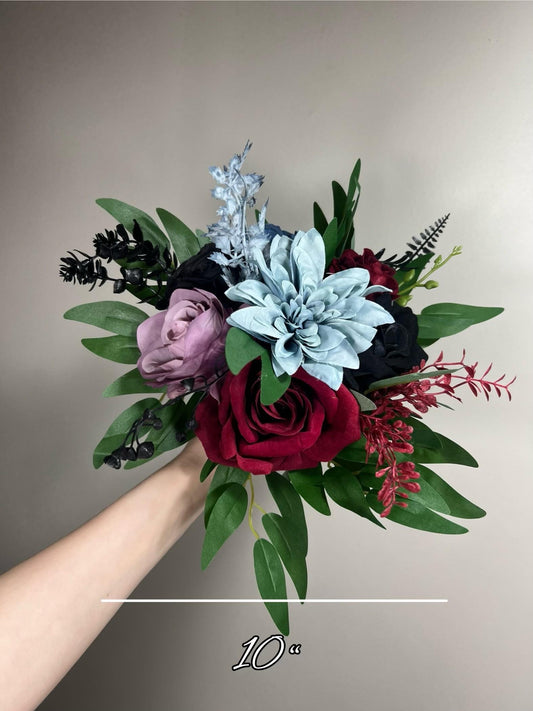 Dusty Blue Bouquet Burgundy Bridal Bouquet Black Dusty Blue Decor Burgundy Purple Bridesmaids Black Plum Bouquet Burgundy Artificial Flower