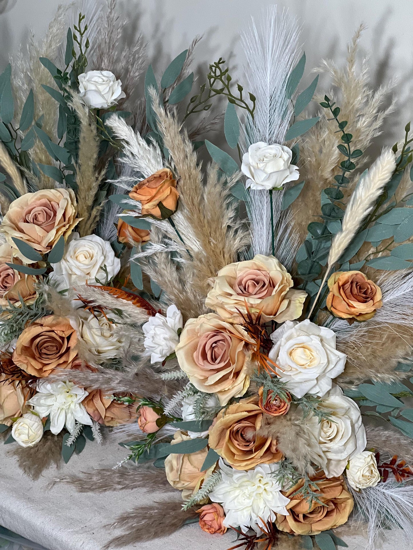 Wedding Aisle Marker Flower Floor Arrangement Barrel Décor Orange White Terracotta Ground Arch