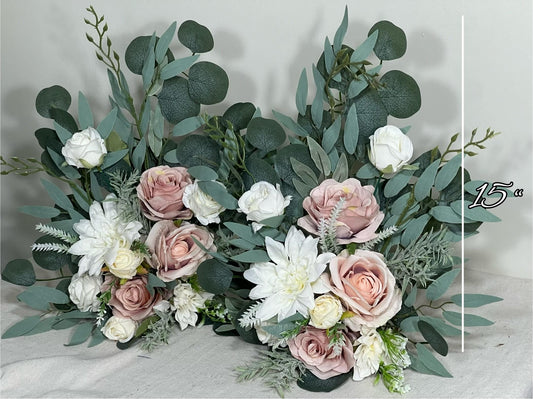 Set of 2 Wedding Aisle Marker Flower Floor Arrangement Barrel Décor Pink White Dusty Rose Ground Arch Wedding Reddit